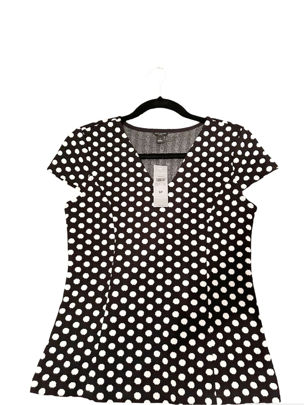 Ann Taylor Black & White Dots Top